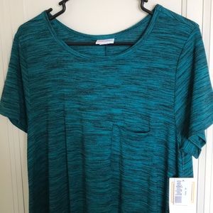 Lularoe Carly M heathered teal with black NWT